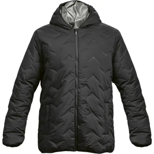 Mock-Quilt Hooded Puffer Black